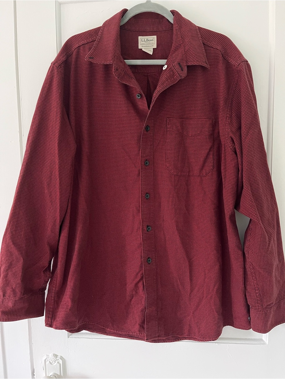 L.L. Bean Men's Burgundy Button-Down Casual Shirt